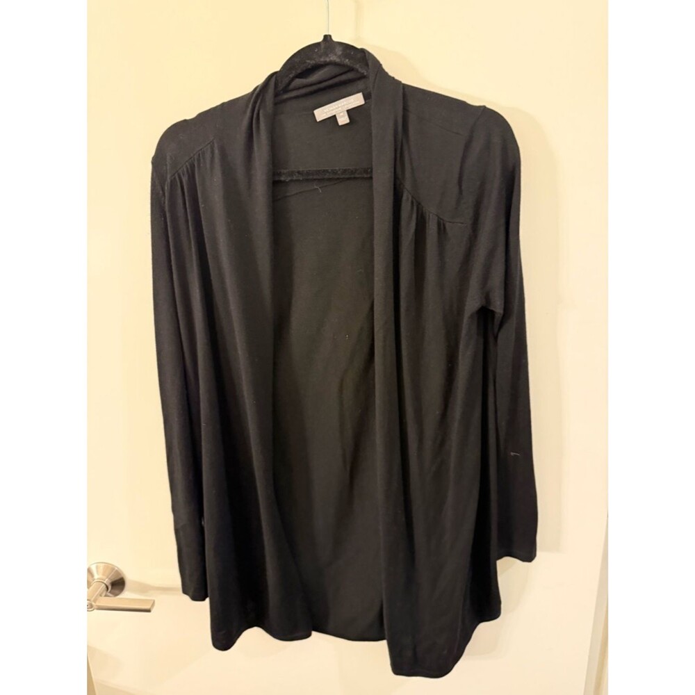 Neiman Marcus Black Open-Front Knit Cardigan